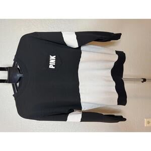PINK Black and White Color Block Crewneck Sweatshirt size X small
